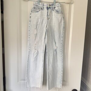 Art Class Casual Light Blue Girl's Straight Leg Ripped Jeans Size 8